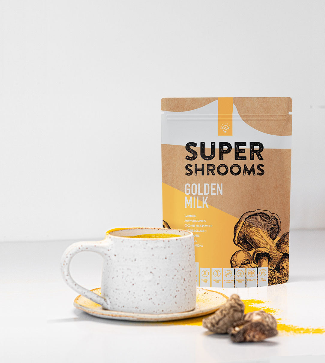 Super Shrooms Golden Milk latte